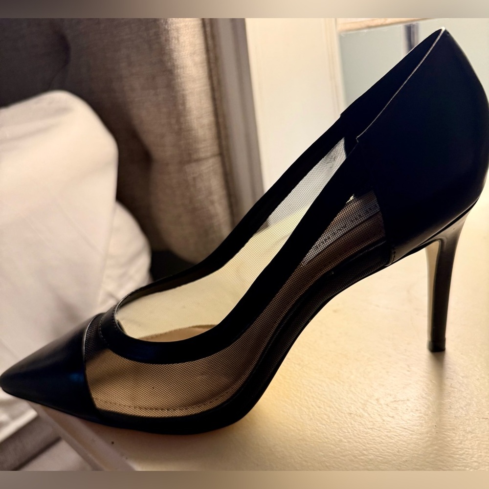 Saks Fifth Avenue Black Mesh Heels